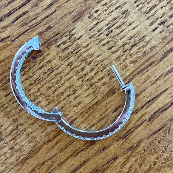 Lafonn Sterling Silver & Simulated Diamond Hoop Earrings - Picture 5 of 6